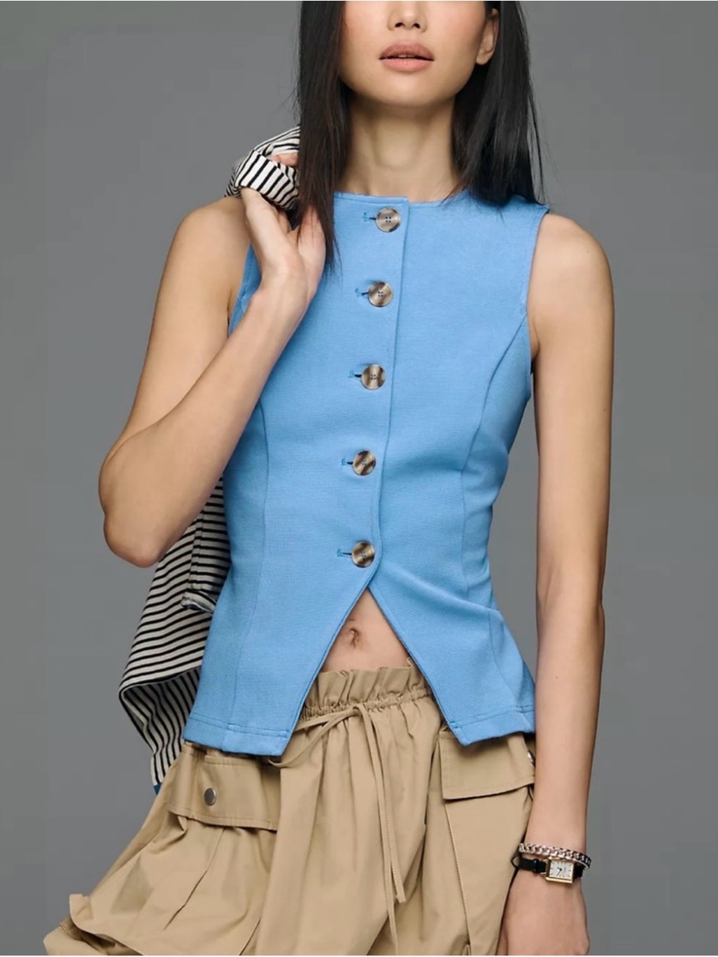 Anthropologie Maeve Sleeveless Button-Front Knit Vest